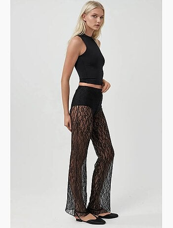 Pantalon évasé taille haute en dentelle hiccup