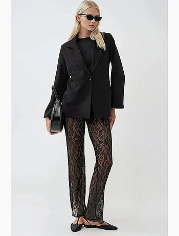 Pantalon évasé taille haute en dentelle hiccup