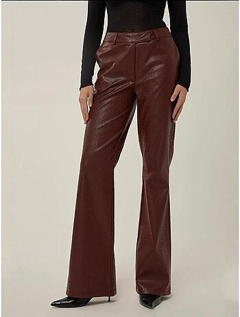 Pantalon évasé taille haute en simili cuir