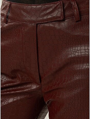 Pantalon évasé taille haute en simili cuir