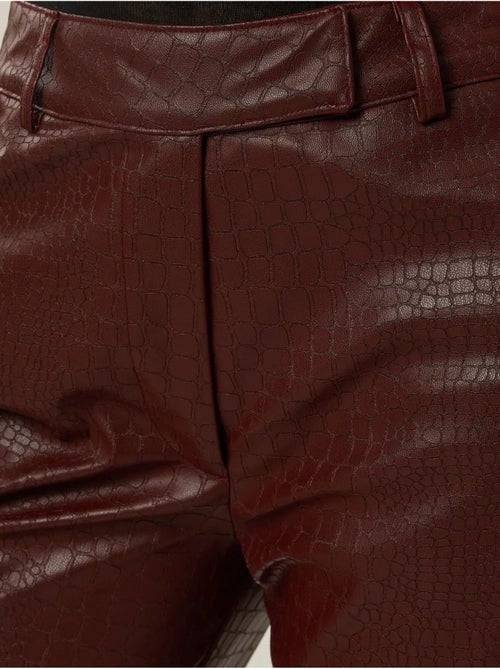 Pantalon évasé taille haute en simili cuir - Kiabi