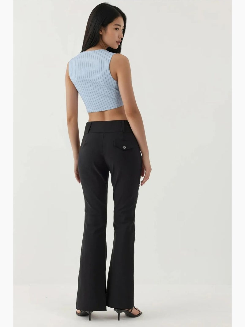 Pantalon évasé taille haute hiccup Noir - Kiabi