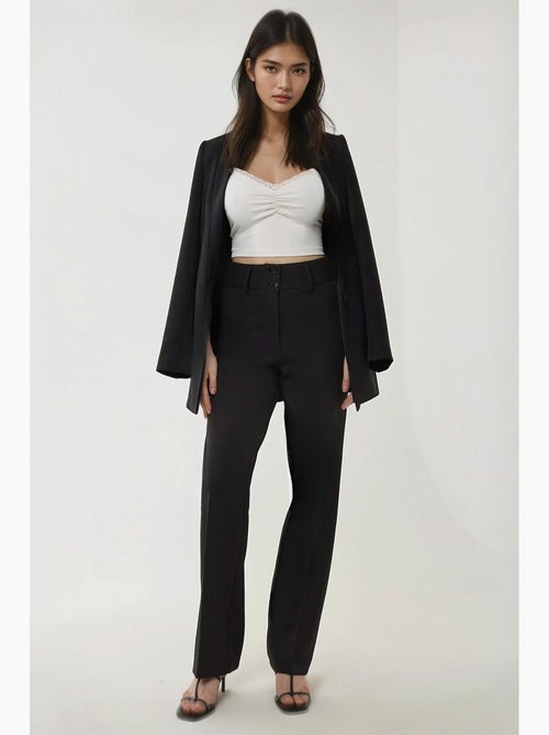 Pantalon évasé taille haute hiccup - Kiabi Pantalon évasé taille haute hiccup - Kiabi