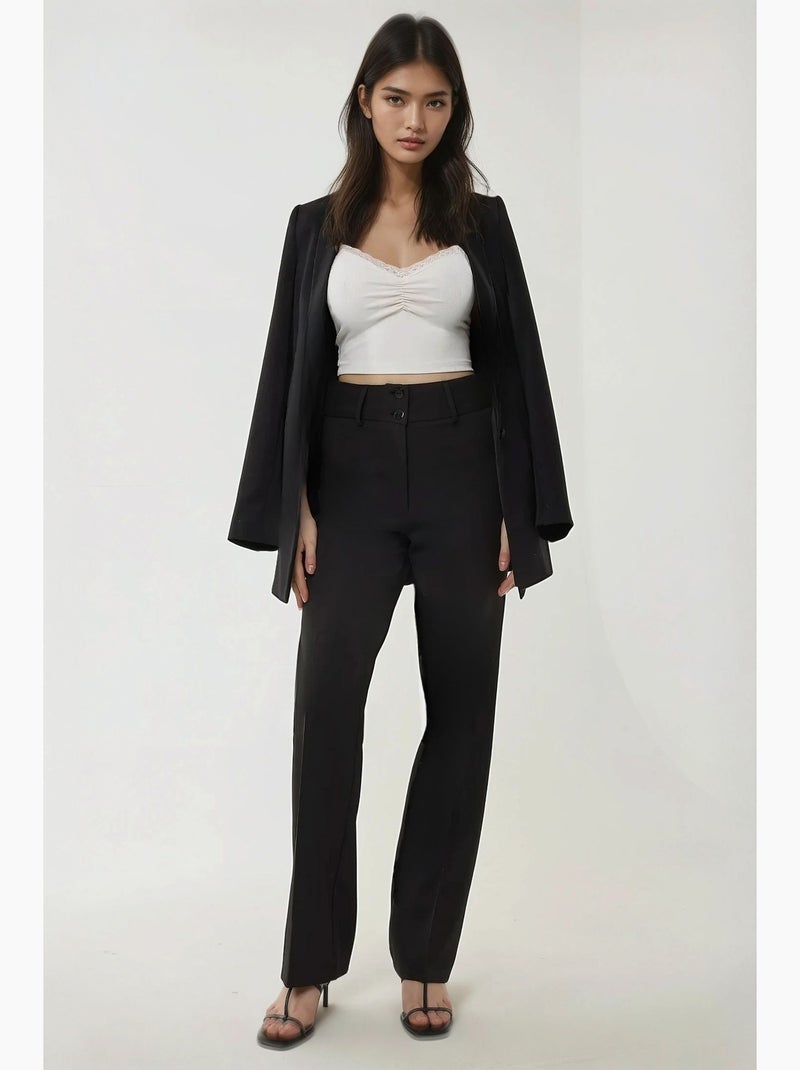 Pantalon évasé taille haute hiccup Noir - Kiabi