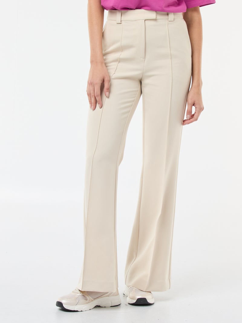 Pantalon évasé uni Beige - Kiabi