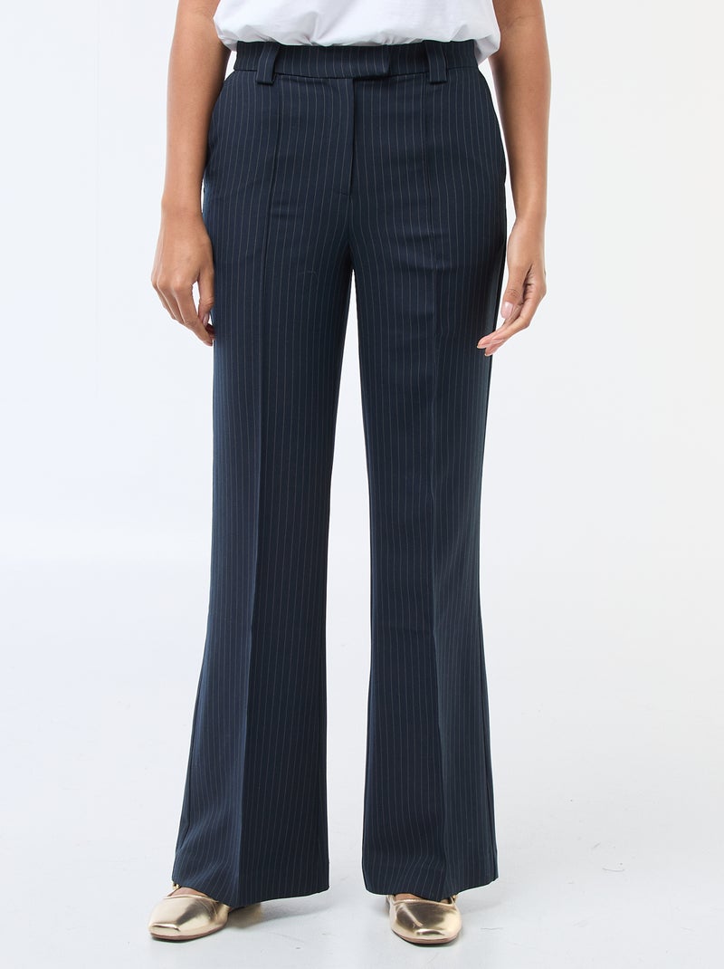 Pantalon évasé uni Bleu - Kiabi