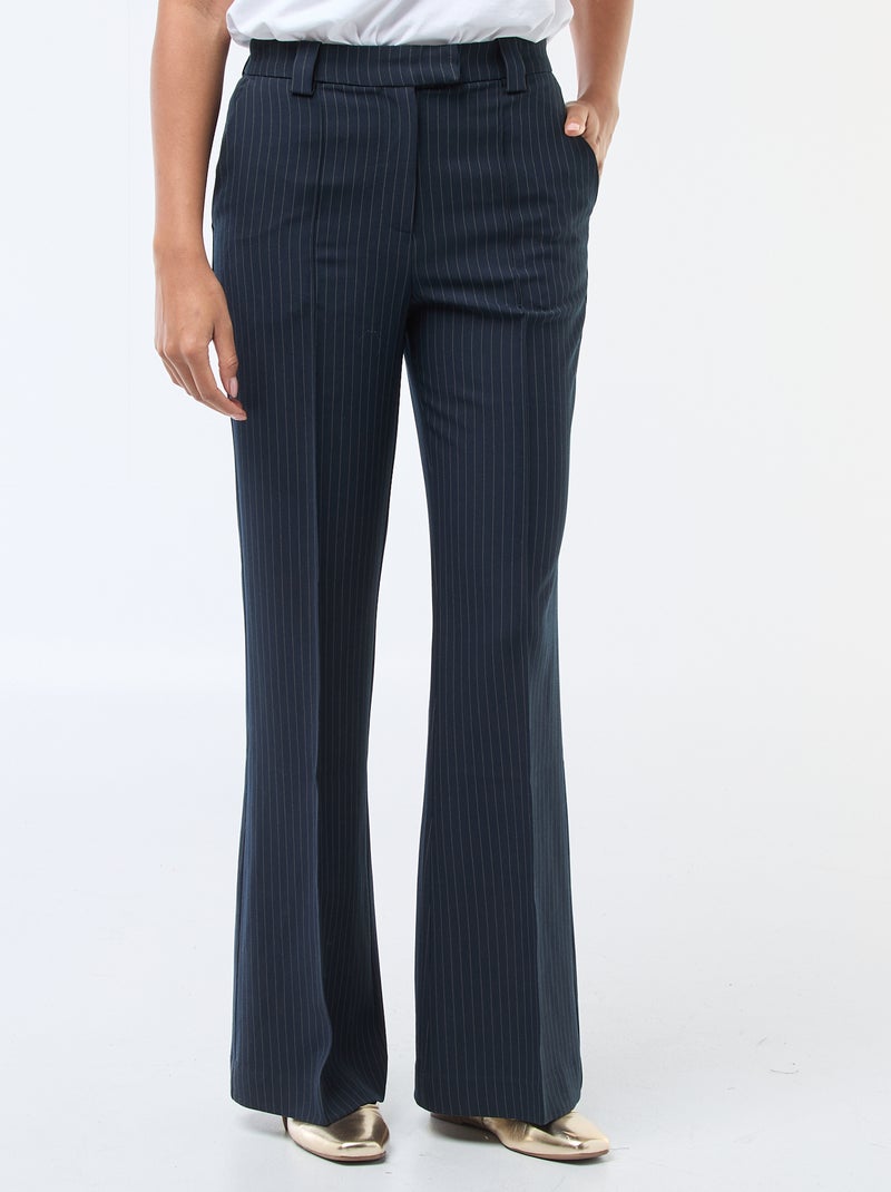 Pantalon évasé uni Bleu - Kiabi