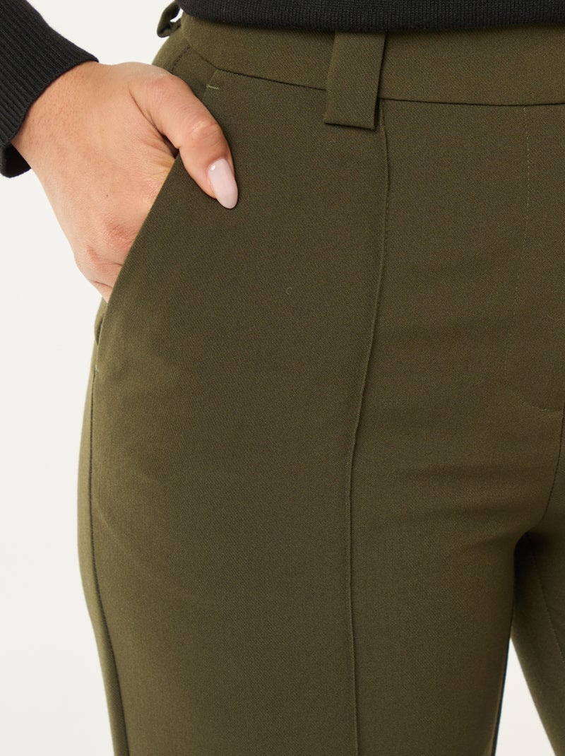 Pantalon évasé uni Kaki - Kiabi