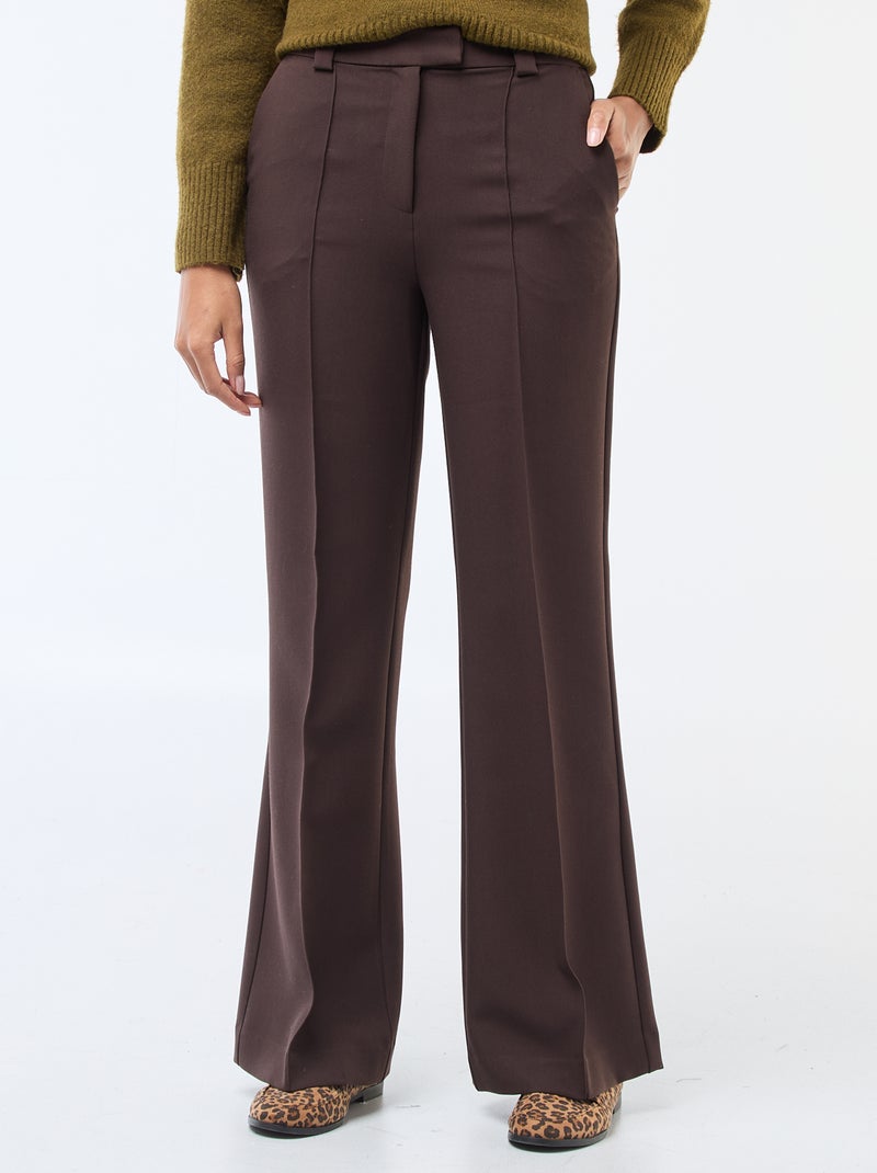 Pantalon évasé uni Marron - Kiabi