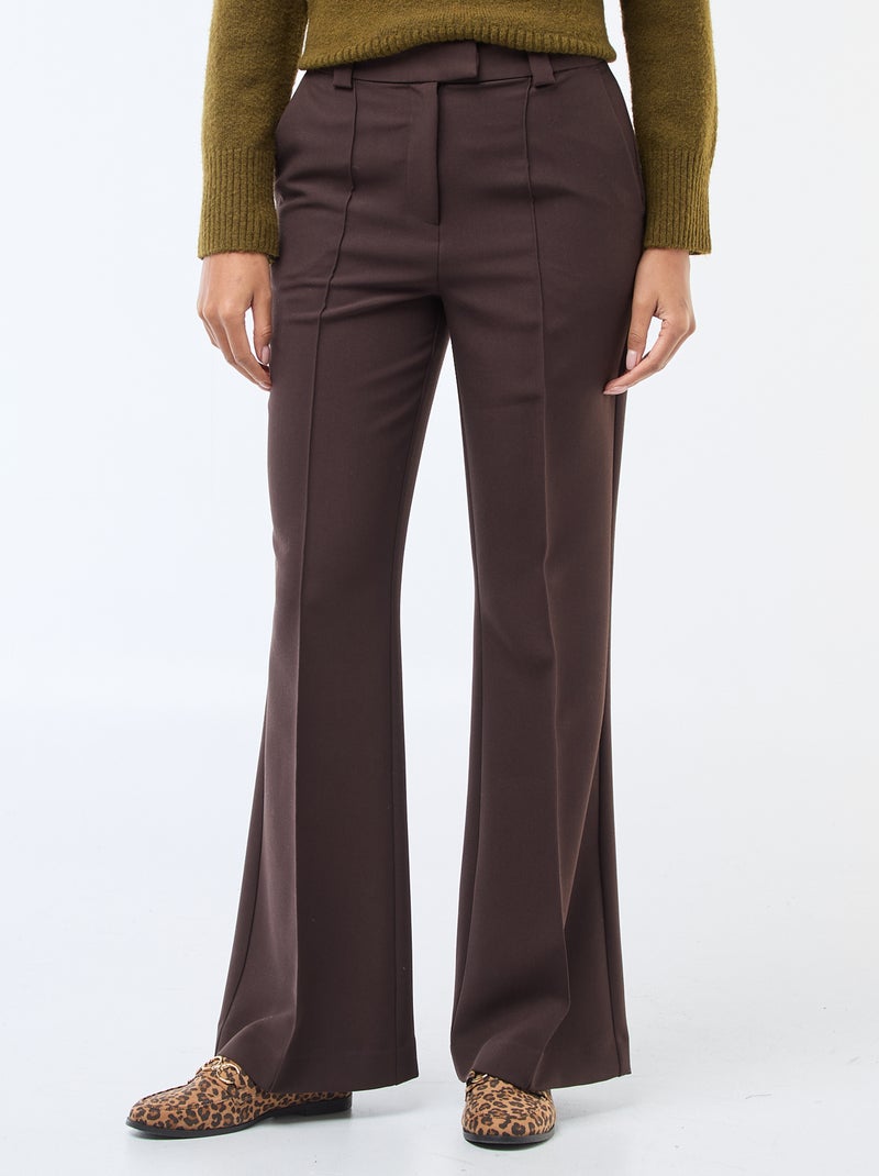Pantalon évasé uni Marron - Kiabi