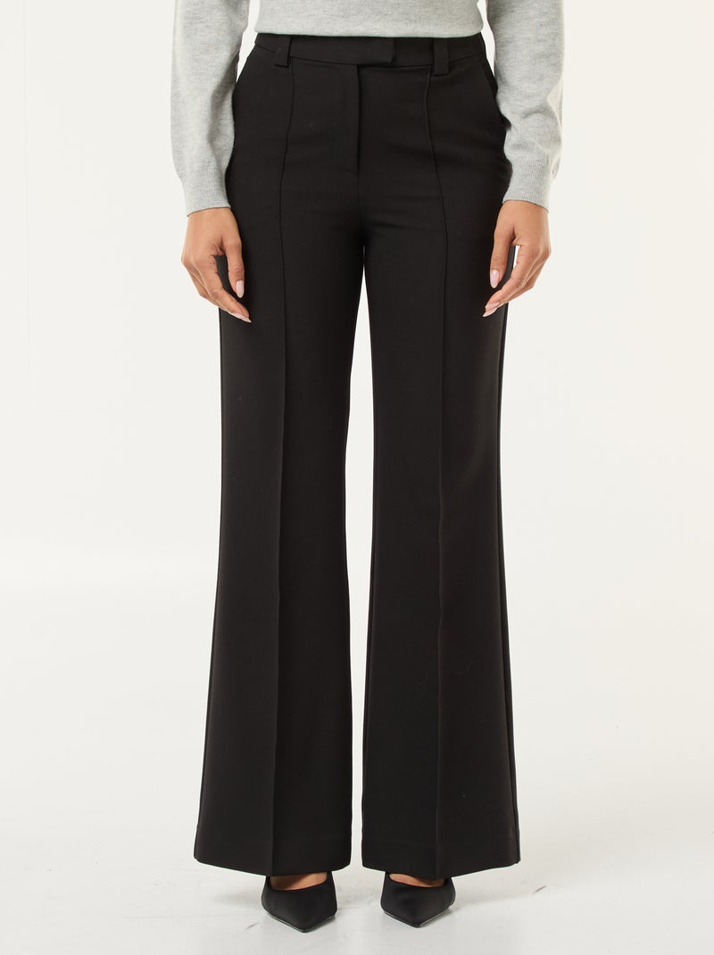 Pantalon évasé uni Noir - Kiabi