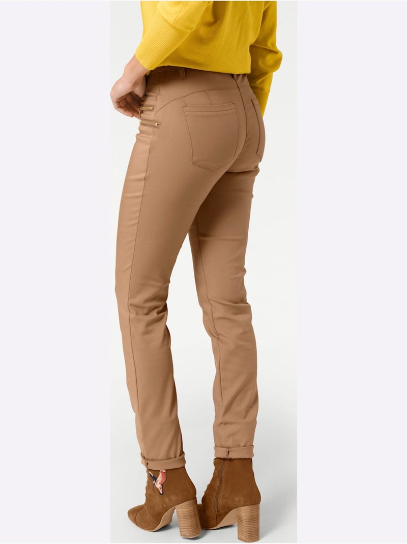 Pantalon Extensible - Taille Courte - helline Marron - Kiabi