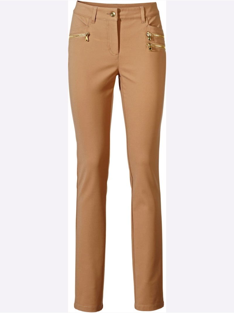 Pantalon Extensible - Taille Courte - helline Marron - Kiabi