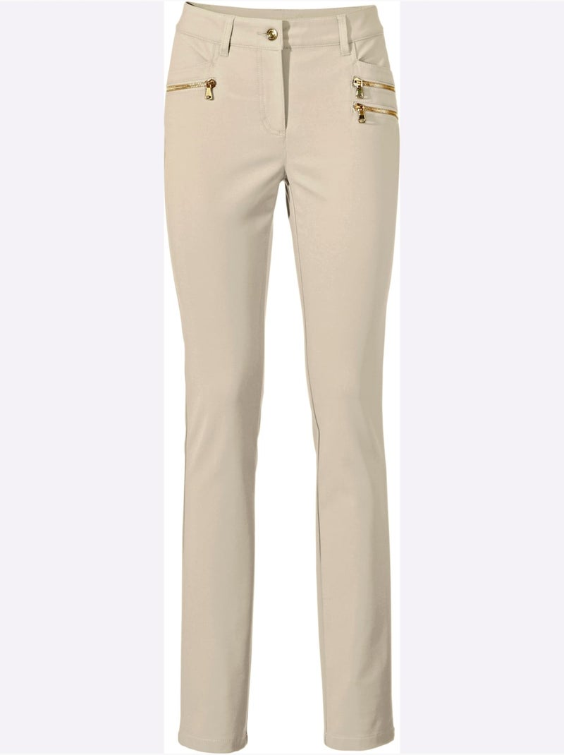 Pantalon Extensible - Taille Courte - helline Sable - Kiabi