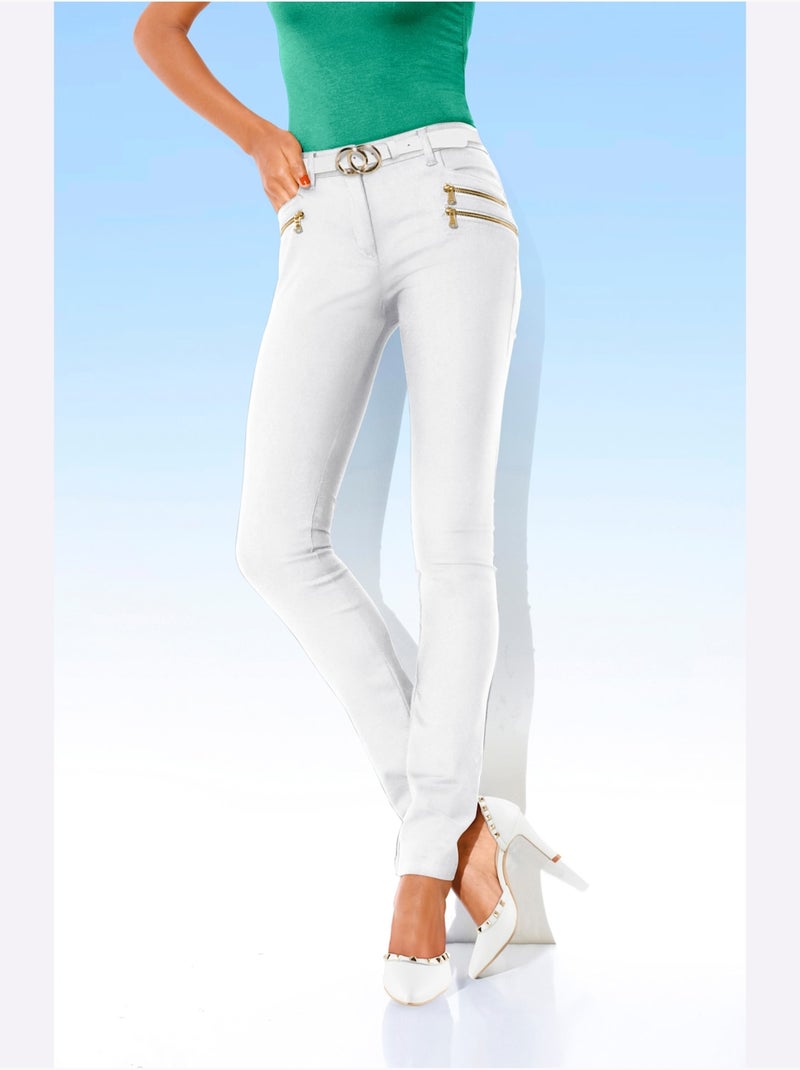 Pantalon Extensible - Taille Standard - helline Blanc - Kiabi