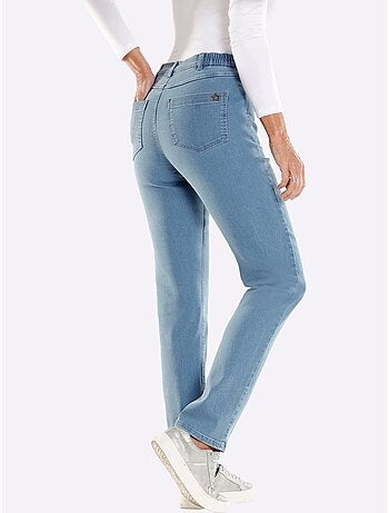 Pantalon extensible 5 poches avec ceinture élastique et détail étoile - Taille courte - Moda Vilona