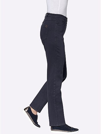 Pantalon extensible 5 poches avec ceinture élastique et détail étoile - Taille courte - Moda Vilona