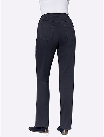 Pantalon extensible 5 poches avec ceinture élastique et détail étoile - Taille courte - Moda Vilona