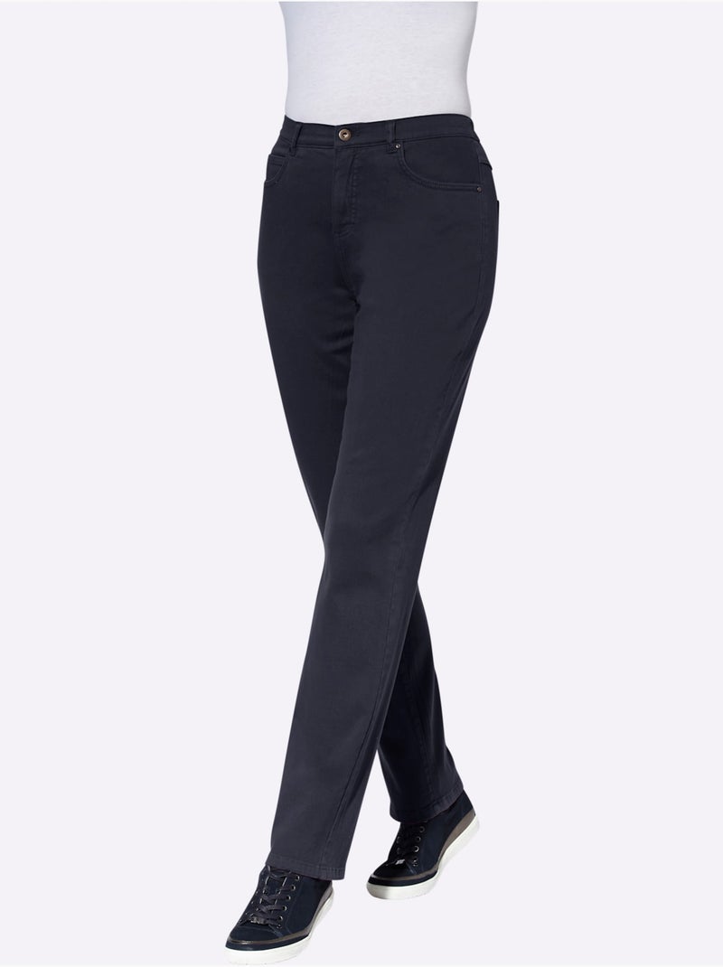 Pantalon extensible 5 poches avec détail fantaisie étoiles - Taille standard - Moda Vilona Bleu marine - Kiabi