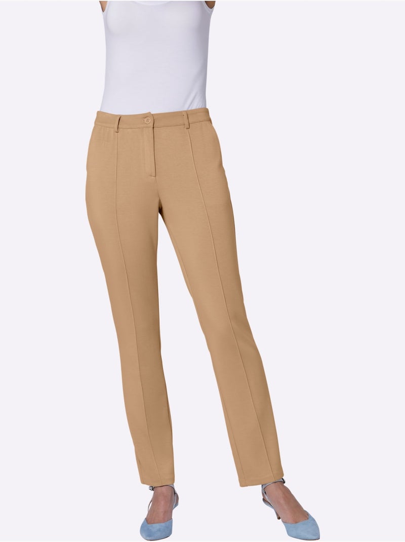 Pantalon Extensible 50% Modal - Taille Courte - helline Marron - Kiabi