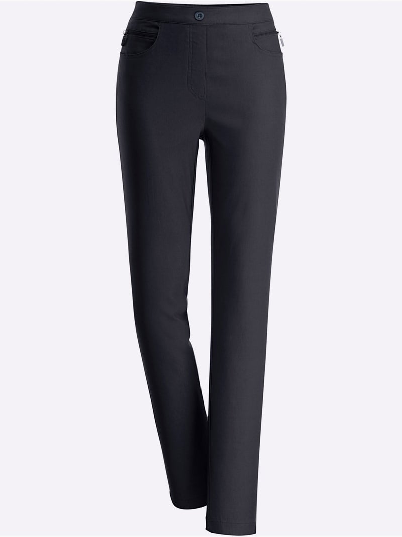 Pantalon extensible à ceinture élastique avec poches décoratives - Taille standard - Moda Vilona Noir - Kiabi