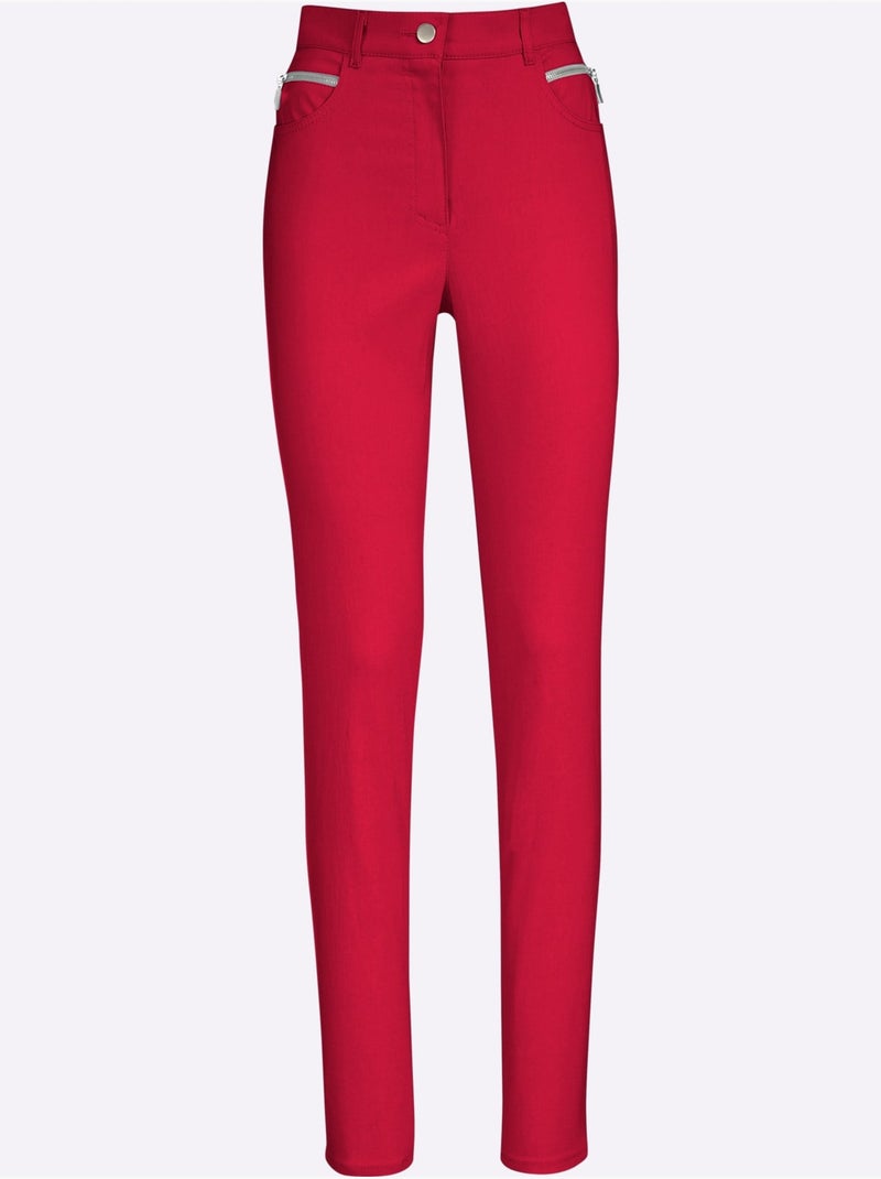 Pantalon extensible à ceinture intégrée et poches pratiques - Taille longue - Witt Rouge cerise - Kiabi
