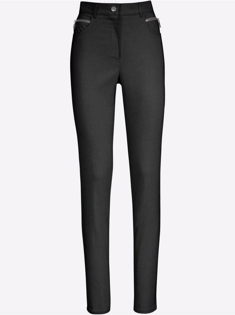 Pantalon extensible à coupe ajustée avec poches zippées - Taille longue - Witt Noir - Kiabi