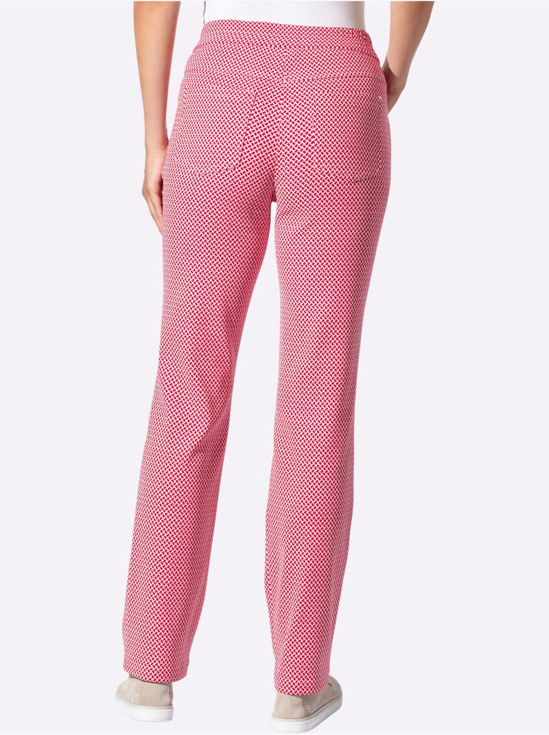 Pantalon extensible à motifs et ceinture élastique ajustée - Taille extra courte - Witt Blanc Rouge - Kiabi