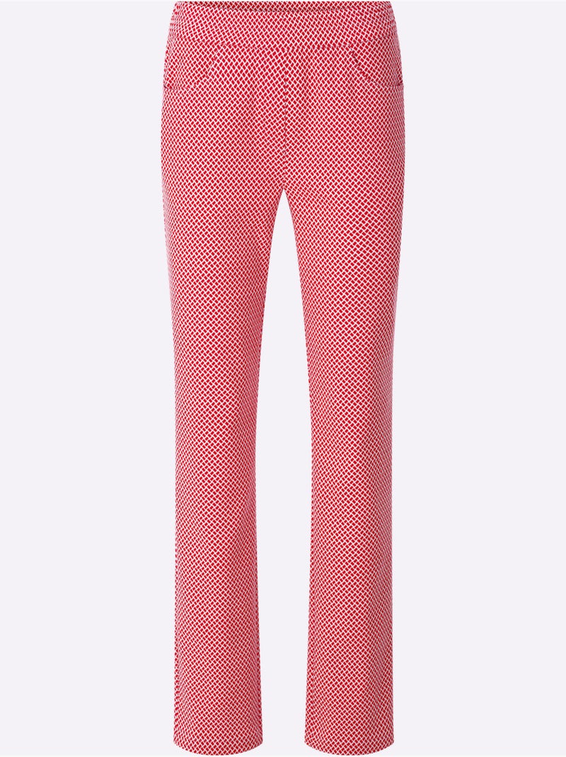 Pantalon extensible à motifs et ceinture élastique ajustée - Taille extra courte - Witt Blanc Rouge - Kiabi