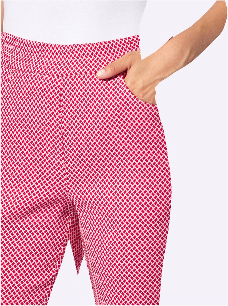 Pantalon extensible à motifs et ceinture élastique ajustée - Taille extra courte - Witt Blanc Rouge - Kiabi