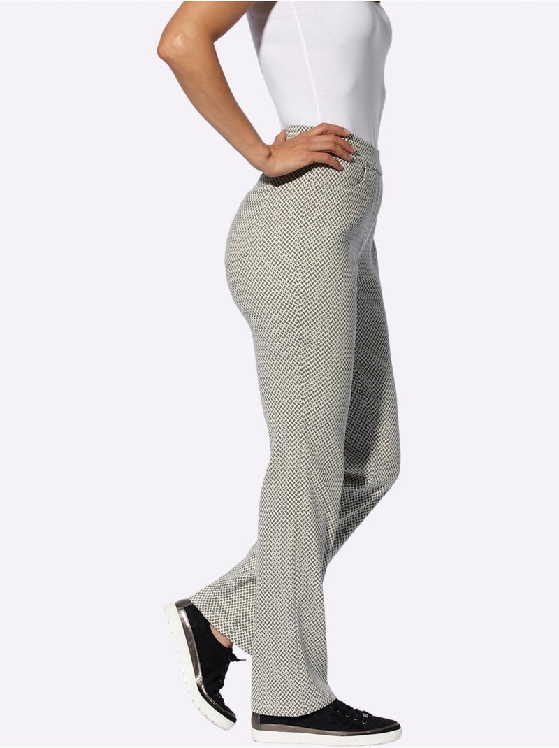 Pantalon extensible à taille élastique avec poches pratiques - Taille courte - Witt Blanc Vert - Kiabi