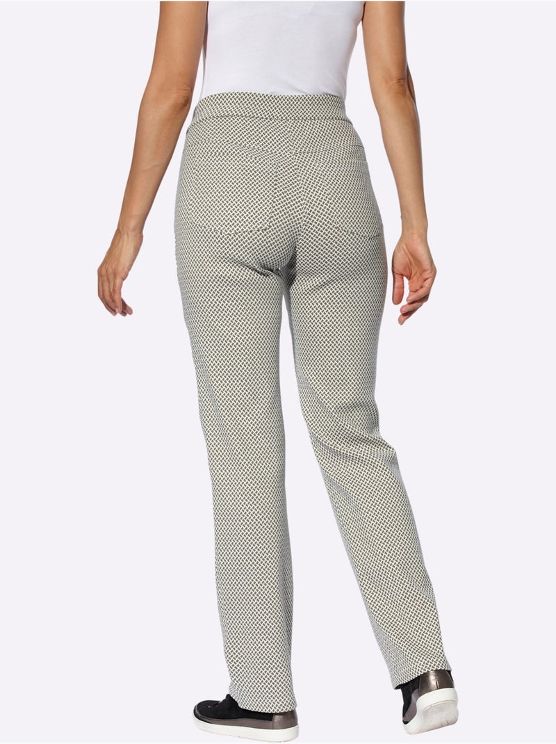 Pantalon extensible à taille élastique avec poches pratiques - Taille courte - Witt Blanc Vert - Kiabi