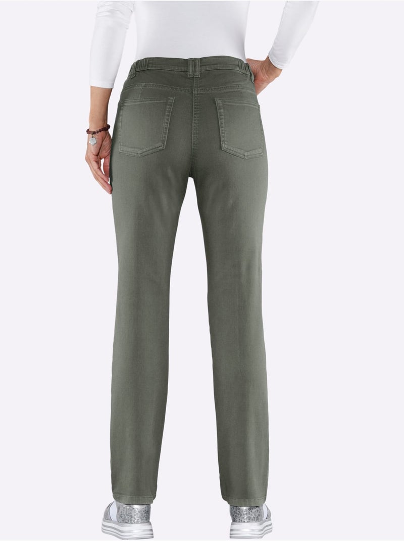 Pantalon extensible à taille haute avec poches discrètes - Taille courte - Moda Vilona Bleu Vert Gris - Kiabi