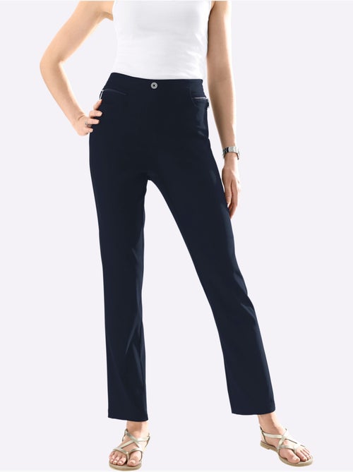 Pantalon extensible ajusté avec fausse patte et poches à glissière - Taille standard - Moda Vilona - Kiabi