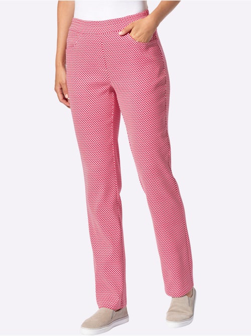 Pantalon extensible avec ceinture élastique à pois et poches - Taille standard - Witt - Kiabi