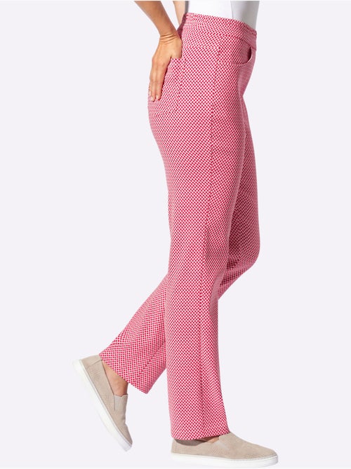 Pantalon extensible avec ceinture élastique à pois et poches - Taille standard - Witt - Kiabi