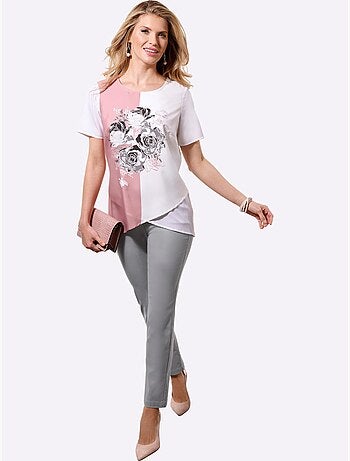 Pantalon extensible à ceinture élastique avec poches décoratives - Taille standard - Moda Vilona