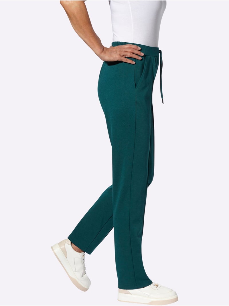 Pantalon extensible avec ceinture élastique et poches pratiques - Taille courte - Moda Vilona Bleu pétrole - Kiabi
