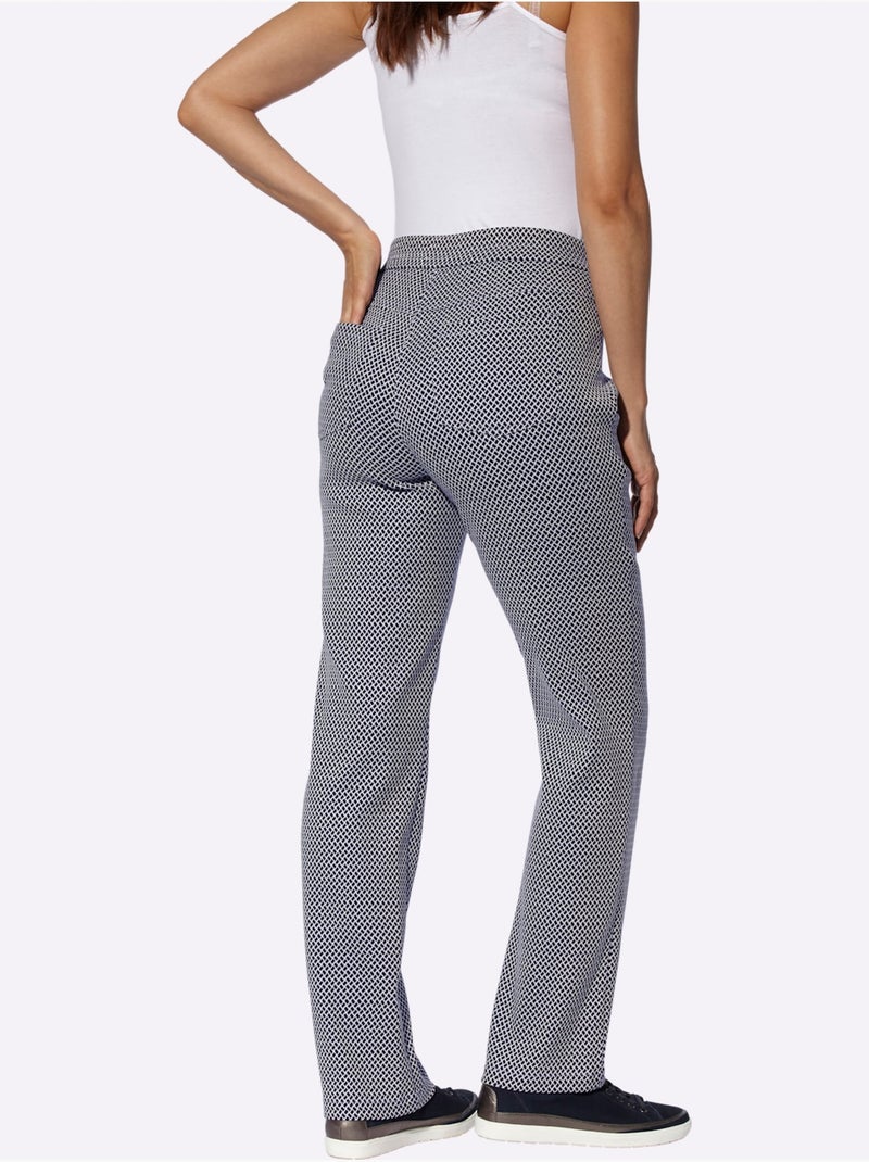 Pantalon extensible avec ceinture élastique et poches pratiques - Taille standard - Witt Ecru/Marine - Kiabi