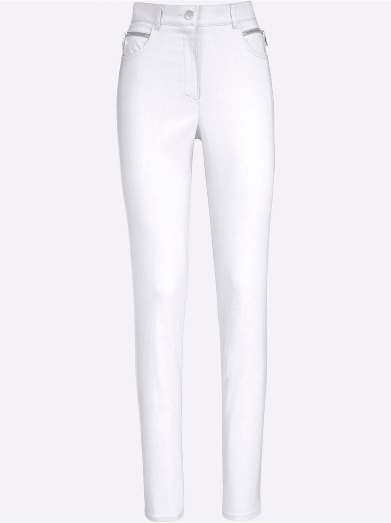 Pantalon extensible avec ceinture intégrée et poches zippées - Taille extra courte - Witt Blanc - Kiabi