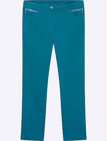 Pantalon extensible avec poches à glissière et ceinture élastique - taille courte - moda vilona