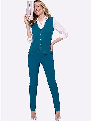 Pantalon extensible avec poches à glissière et ceinture élastique - taille courte - moda vilona