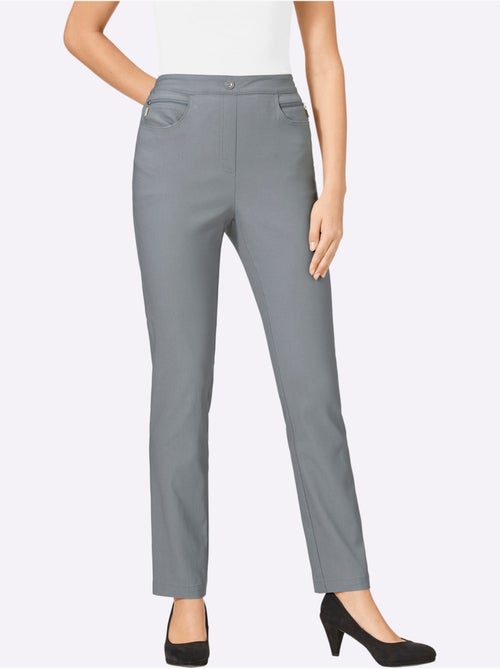 Pantalon extensible avec poches à glissière et ceinture élastique - Taille courte - Moda Vilona - Kiabi
