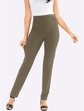 Pantalon extensible avec poches à glissière et ceinture élastique - Taille courte - Moda Vilona