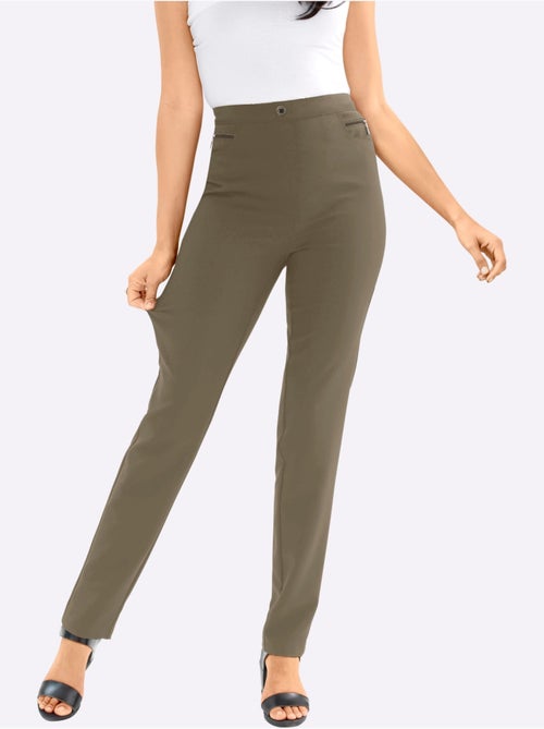 Pantalon extensible avec poches à glissière et ceinture élastique - Taille courte - Moda Vilona - Kiabi