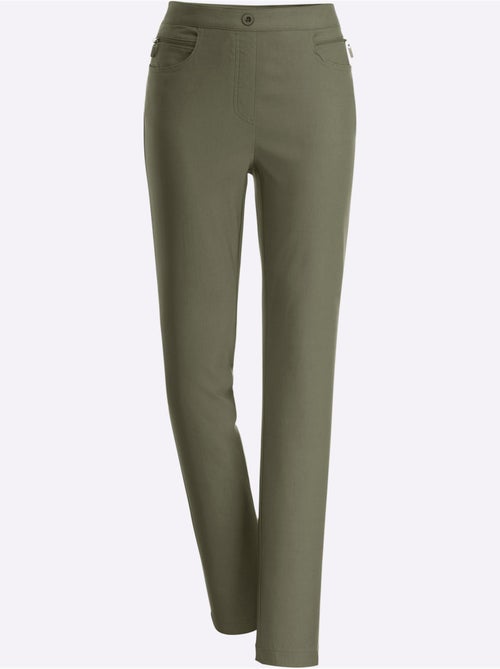 Pantalon extensible avec poches à glissière et ceinture élastique - Taille courte - Moda Vilona - Kiabi