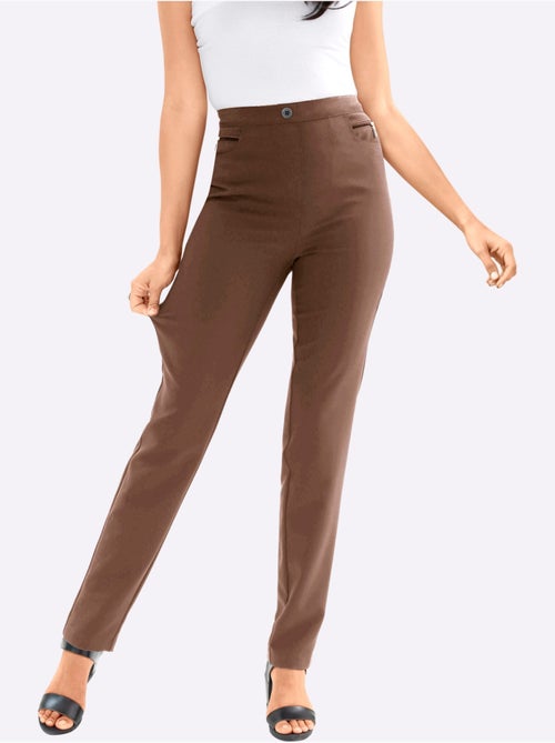 Pantalon extensible avec poches à glissière et ceinture élastique - Taille courte - Moda Vilona - Kiabi