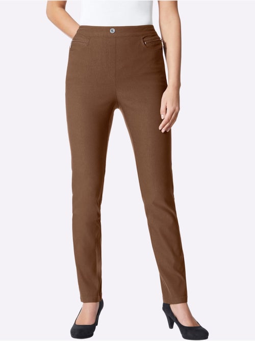 Pantalon extensible avec poches à glissière et ceinture élastique - Taille courte - Moda Vilona - Kiabi
