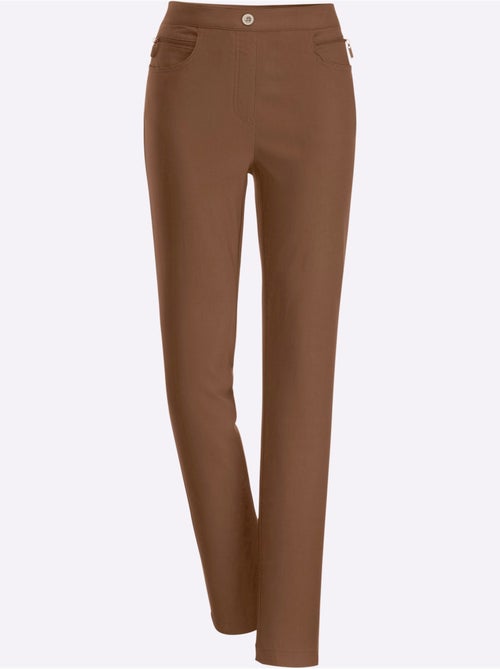 Pantalon extensible avec poches à glissière et ceinture élastique - Taille courte - Moda Vilona - Kiabi