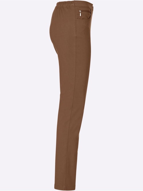 Pantalon extensible avec poches à glissière et ceinture élastique - Taille courte - Moda Vilona - Kiabi